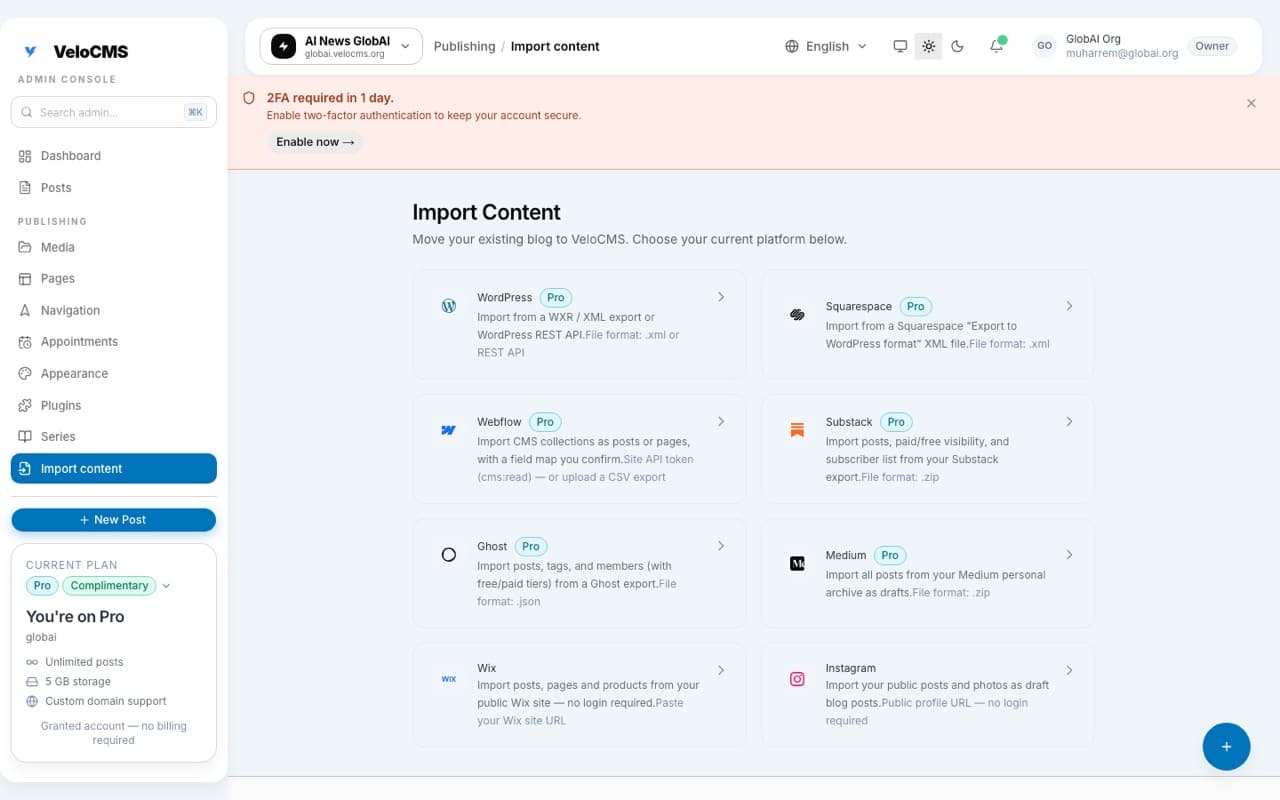 How do I move my Wix blog without downloading a backup?