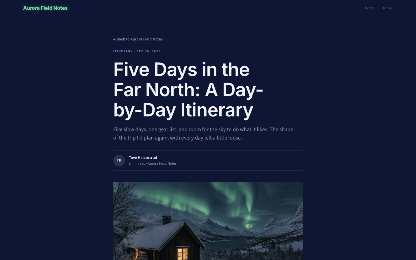 قالب Aurora Borealis: صفحة مقالة