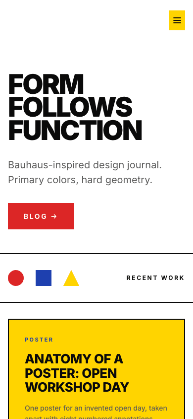قالب Bauhaus Geometric: عرض الجوال للصفحة الرئيسية