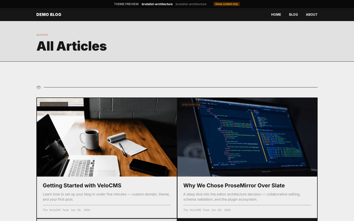 Brutalist Architecture theme full preview