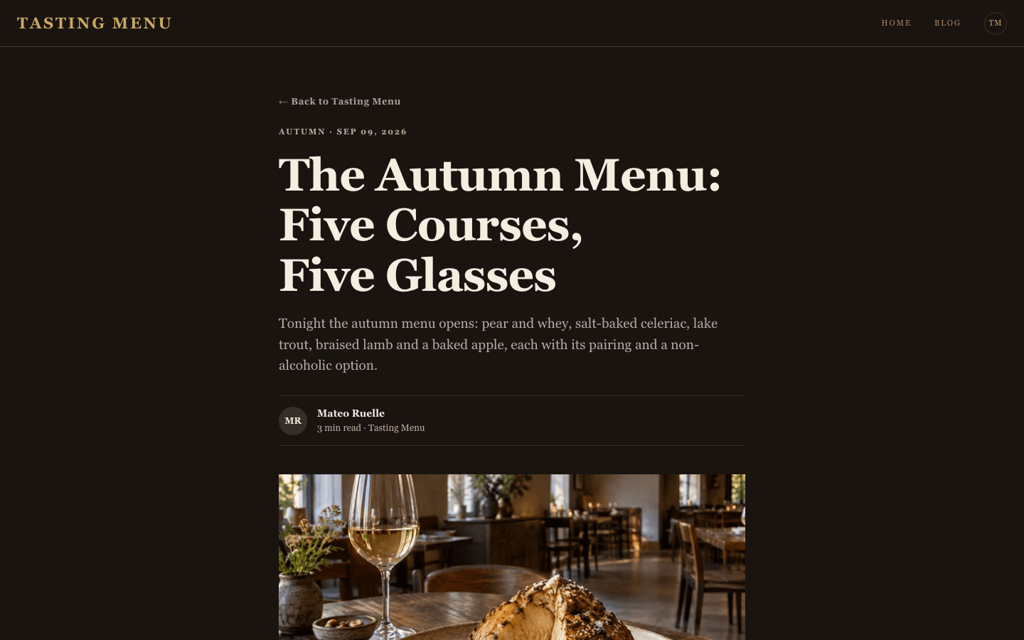 قالب Restaurant: صفحة مقالة