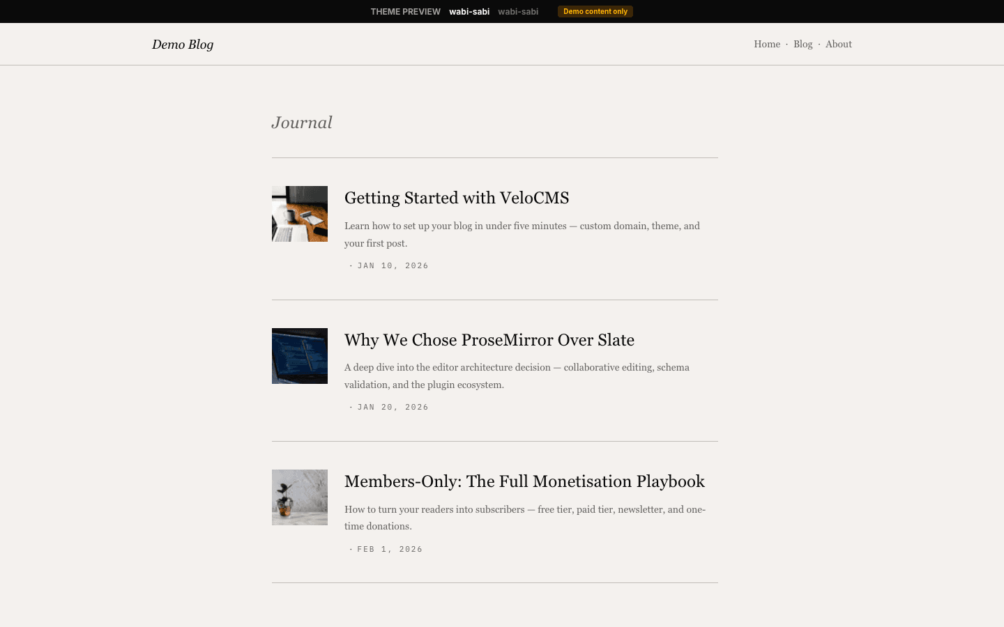 Wabi Sabi theme full preview