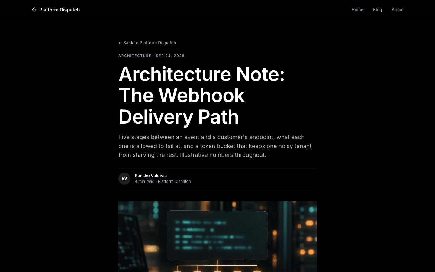 Engineering theme, blog post page